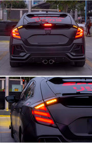 Aftermarket RGB LED Tail Light Assembly with Sequential Z-Bar Fits Honda Civic Hatchback 2016–2021