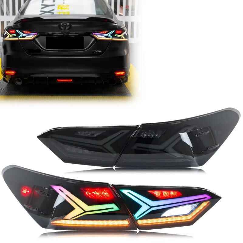 Aftermarket Fish Bone LED Tail Lights w/Sequential Animation for Toyota Camry 2018-2022