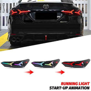 Aftermarket Fish Bone LED Tail Lights w/Sequential Animation for Toyota Camry 2018-2022