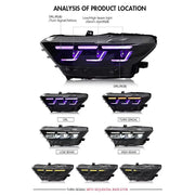 Aftermarket Triple Beam LED Projector Headlights for Ford Mustang S550 2015-2017