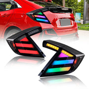 Aftermarket RGB LED Tail Light Assembly with Sequential Z-Bar Fits Honda Civic Hatchback 2016–2021