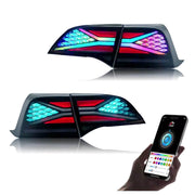 Tesla Model 3/Y 18-23 RGB tail lights with color customization through smartphone app