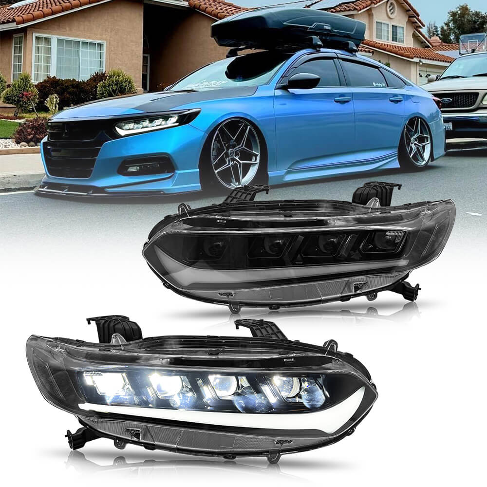 Custom LED Projector Headlights Fits Honda Accord Sedan 2018–2022 LX/Sport/EX-L