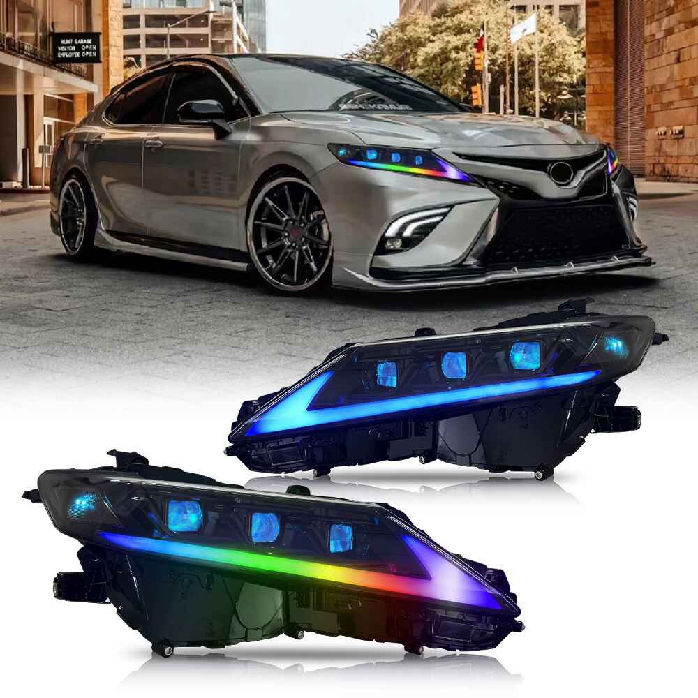 Aftermarket RGB LED Projector Headlights for Toyota Camry 2018-2024 LE/SE/XLE/XSE