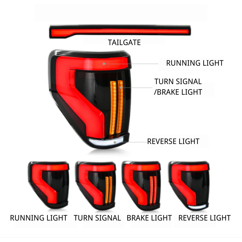 Aftermarket LED Tail Lights w/Tailgate Light for Ford F-150 2009-2014