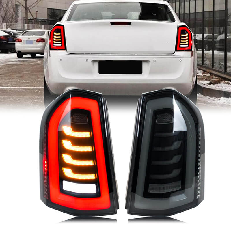 Chrysler 300c 2011-2014 Tail Lights(Black and Red）